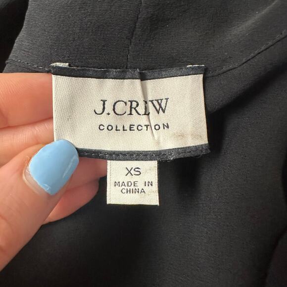 J. Crew 100% Silk Tie-Neck Chiffon Top Ruffle Semi-Sheer Long Sleeve Blouse - Picture 12 of 16